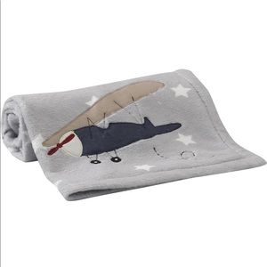 Lambs & Ivy Evan Airplane Blanket, Gray/Blue